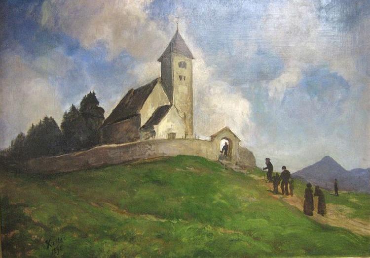 Rudolf Koller Die Kirche St. Remigius in Falera Sweden oil painting art